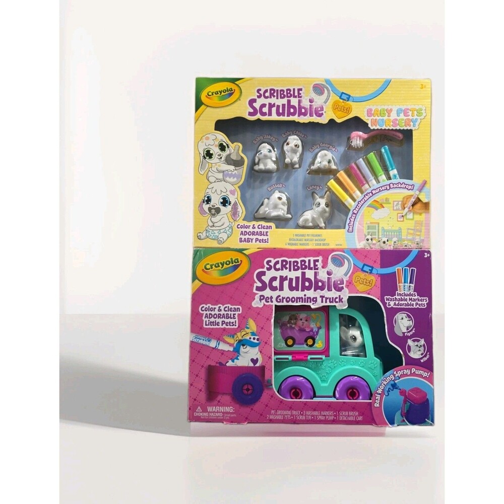Crayola Scribble Scrubbie Pets Grooming Truck + Baby Pets Nursery Playset